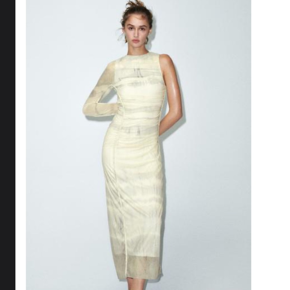ZARA - Asymmetrical Printed Tulle Long Dress [WORN ONCE]